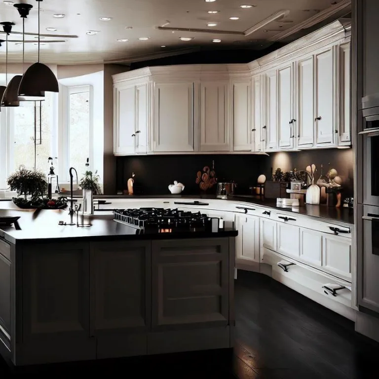 Bílá kuchyně s tmavou deskou: elegantní a moderní design pro vaši domácnost